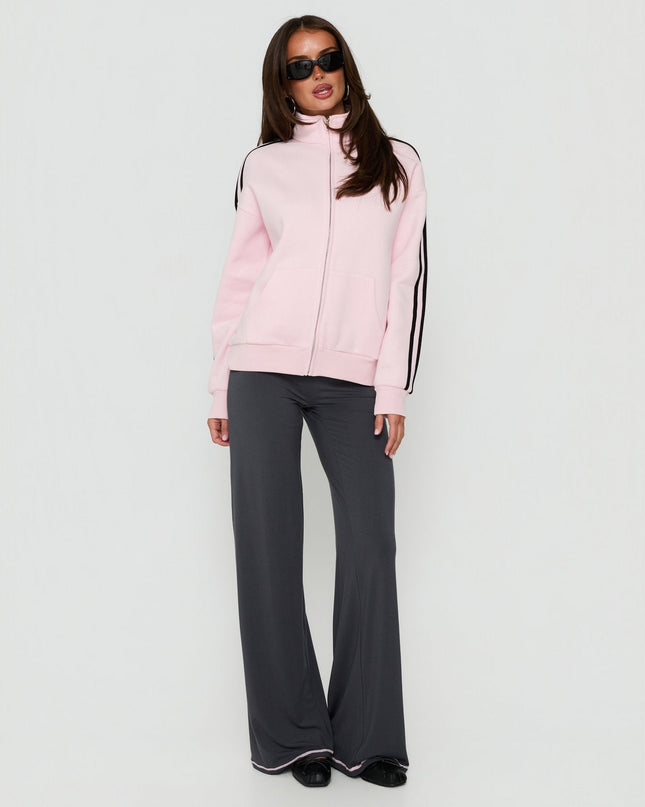 Keeran Funnel Neck Fleece Jumper Pink / Black