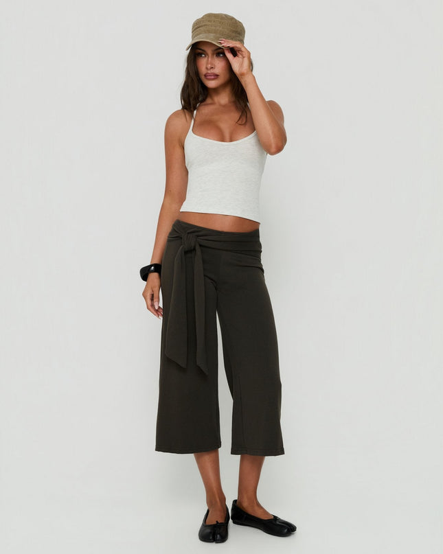 Allena Gaucho Tie Detail Shorts Slate