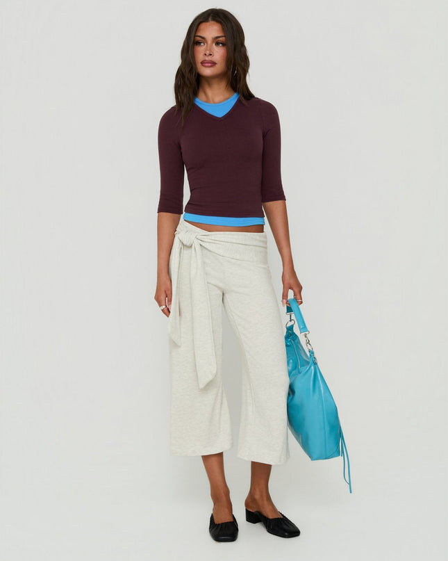 Allena Gaucho Tie Detail Shorts Grey Marle