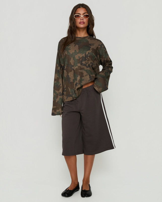 Arlla Waffle Jersey Long Sleeve Top Camo