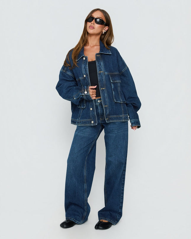 Kier Oversized Jacket Denim Dark Blue Wash