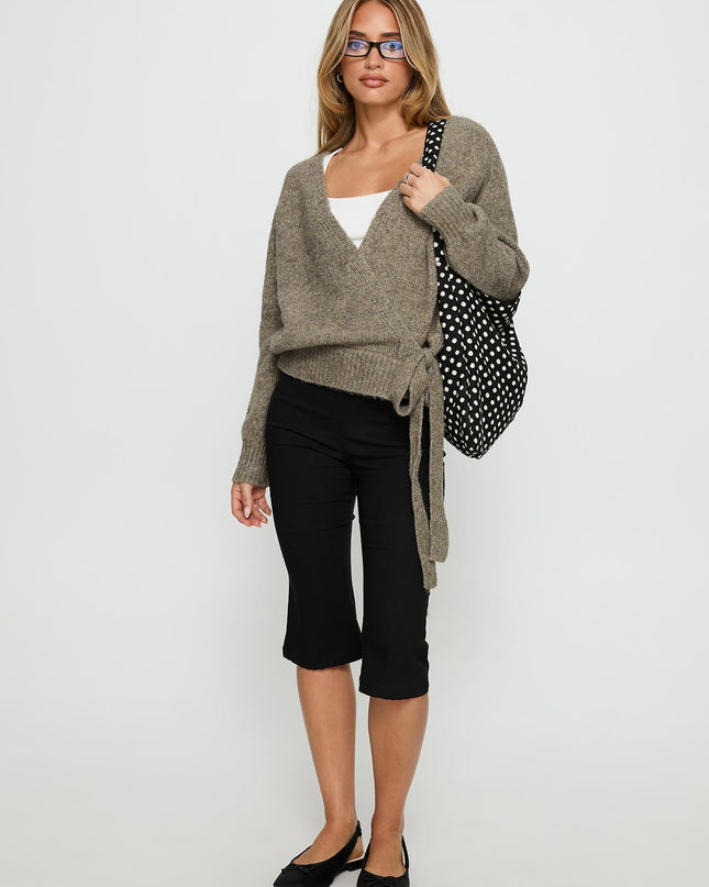 Daelan Wrap Knit Cardigan Brown