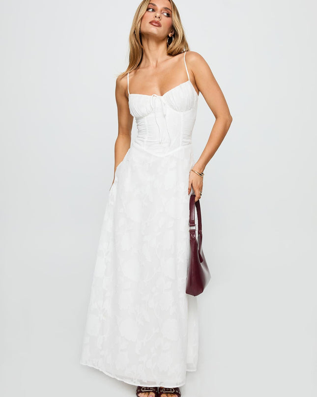 Members Only Maxi Dress White Burnout