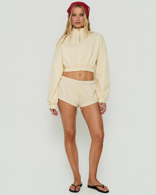 Astridd 3/4 Zip Cropped Jumper Cream
