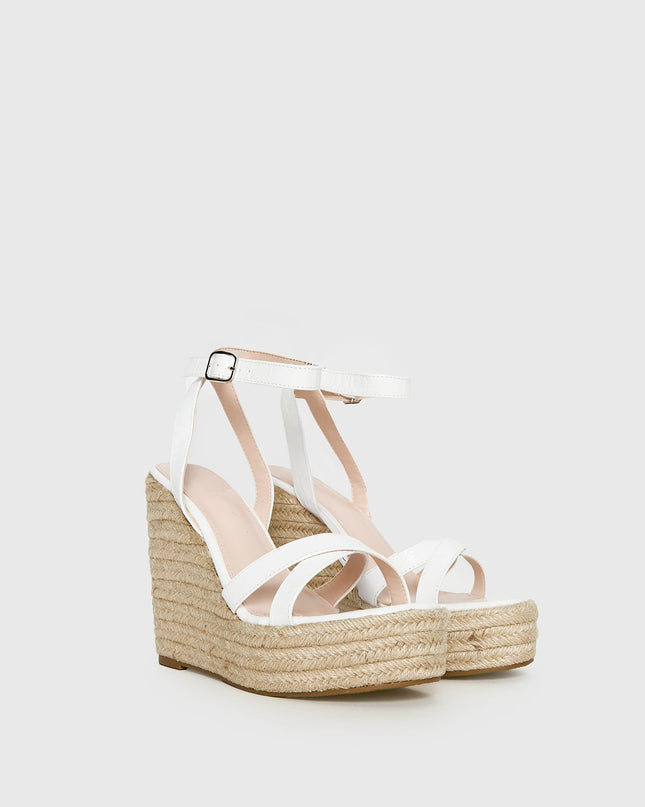 Jesper Espadrille Wedged Heels White Croc