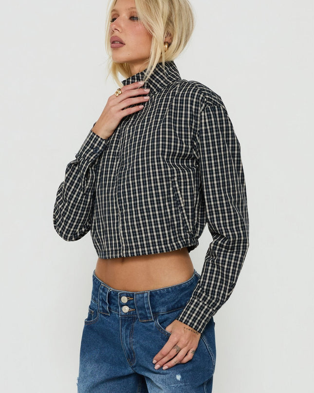 Aura Jacket Navy / Lemon Plaid