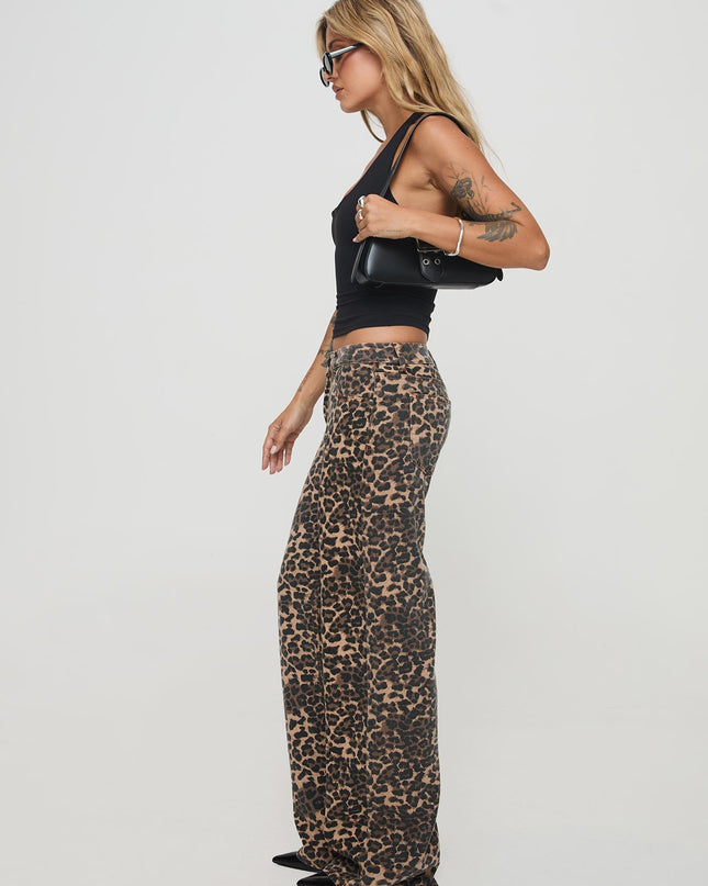 Top Model Low Rise Straight Leg Jeans Leopard