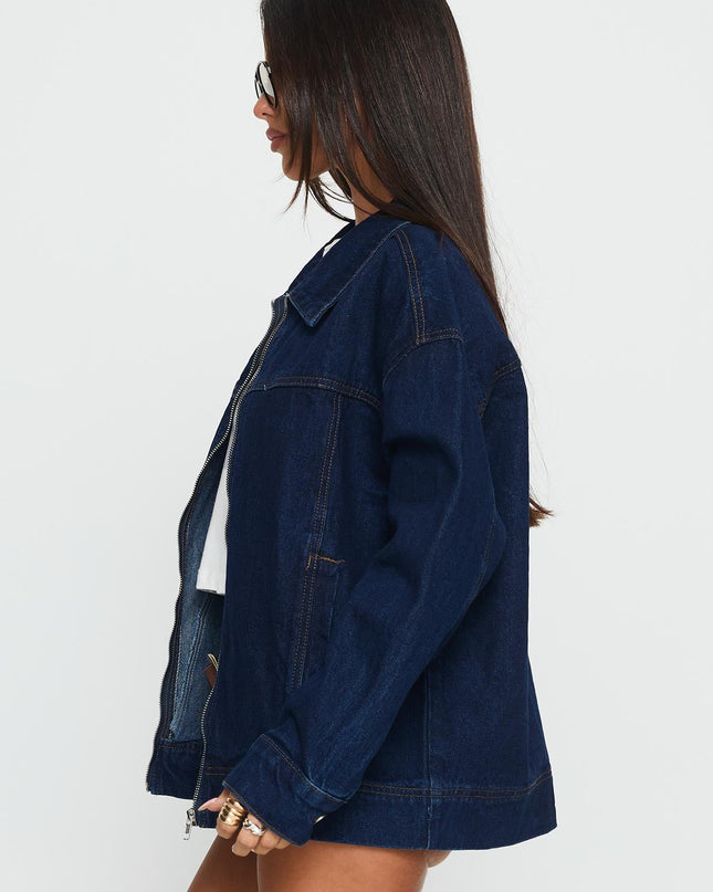 Goldsmith Denim Bomber Jacket Dark Wash