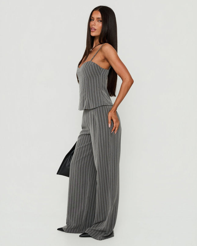 Kierstyn Corset Set Grey Stripe