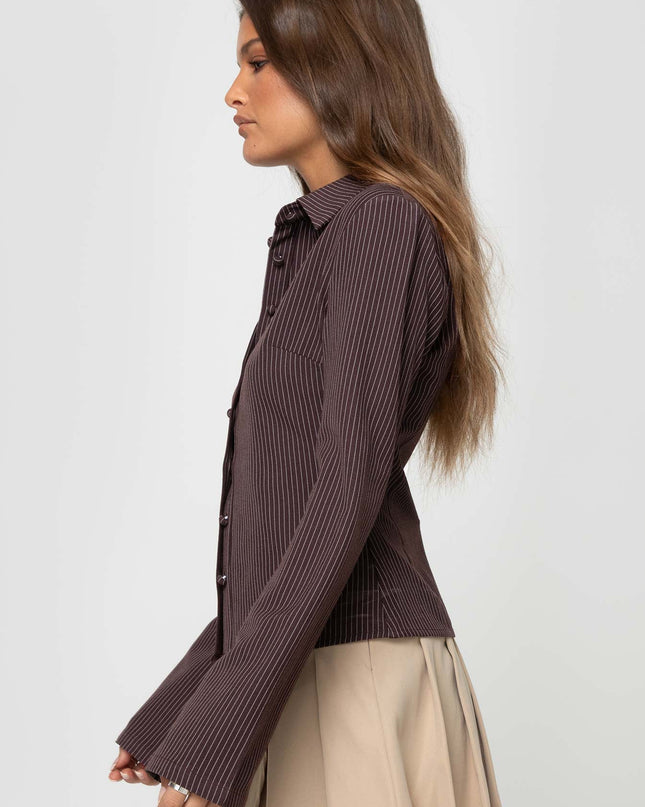 Anni Pinstripe Shirt Brown