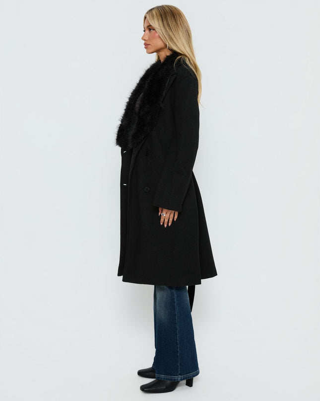 Hallyn Faux Fur Collar Coat Black