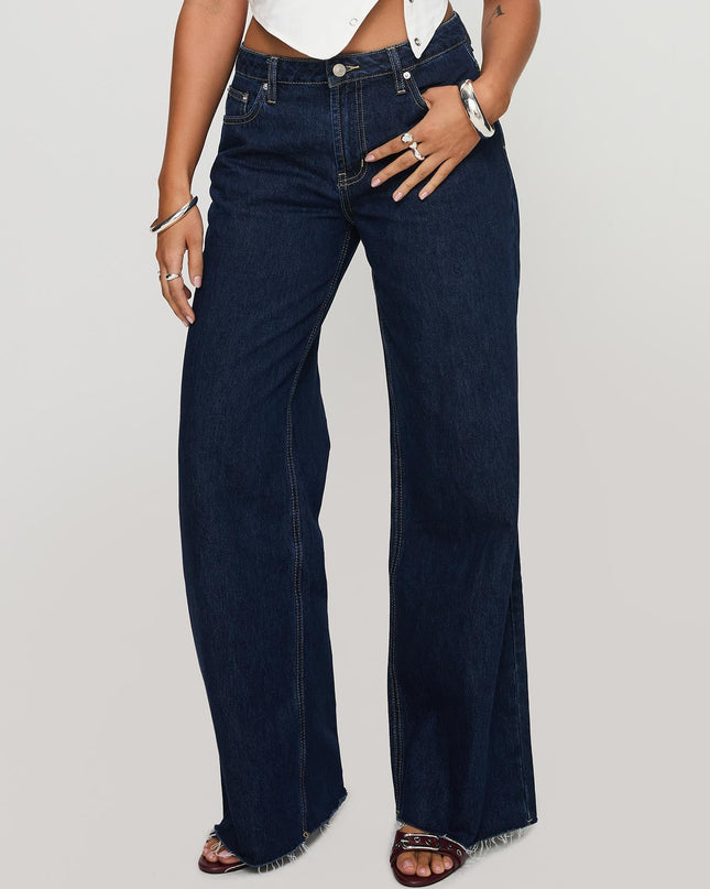 Darla Low Rise Straight Leg Jean Dark Blue Wash
