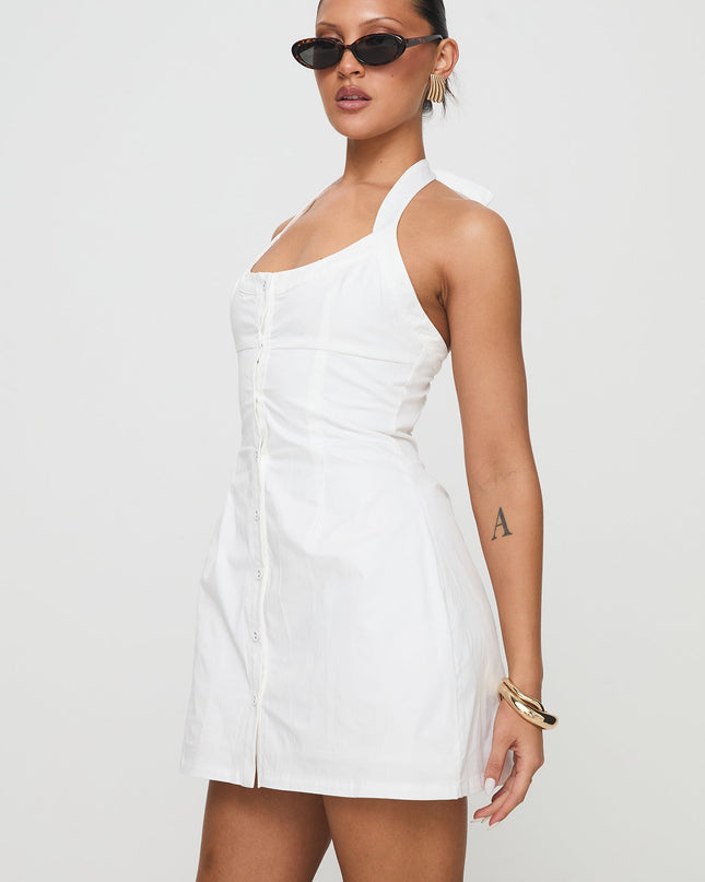 Mallorie Halter Mini Dress White
