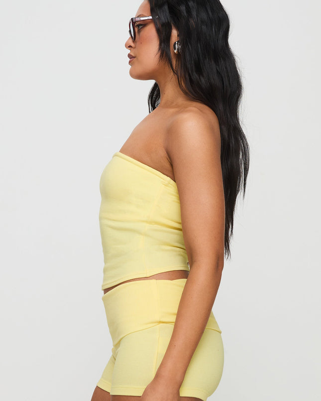 Baseline Strapless Rib Top Yellow