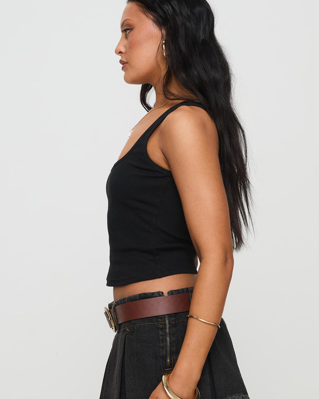 Baseline Square Neck Rib Tank Top Black