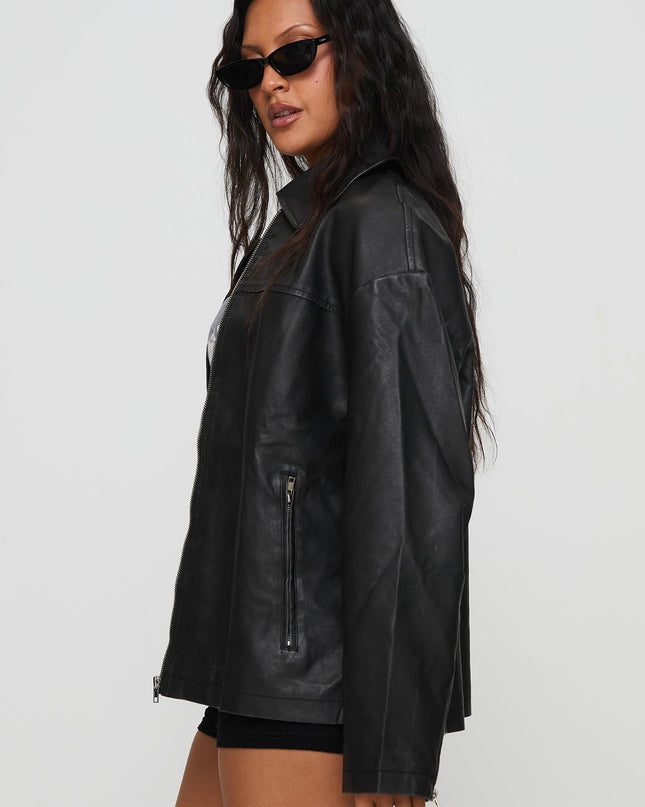 Napoleon Faux Leather Jacket Black