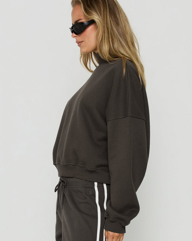 Anyya Funnel Neck Crew Jumper Iron Grey