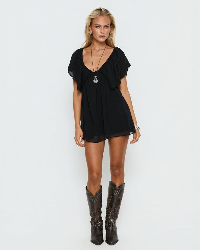 Sun Spirit Plunge Flowy Romper Black