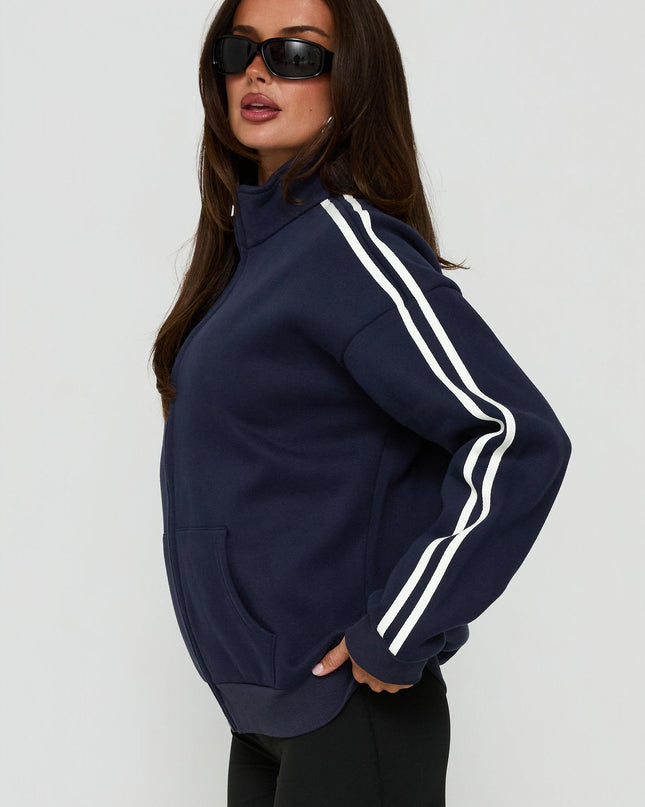 Keeran Funnel Neck Fleece Jumper Navy / White