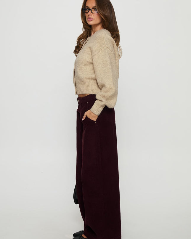 Jacynda Low Waist Wide Leg Corduroy Jeans Currant
