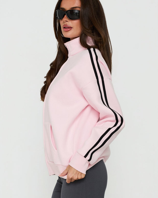 Keeran Funnel Neck Fleece Jumper Pink / Black