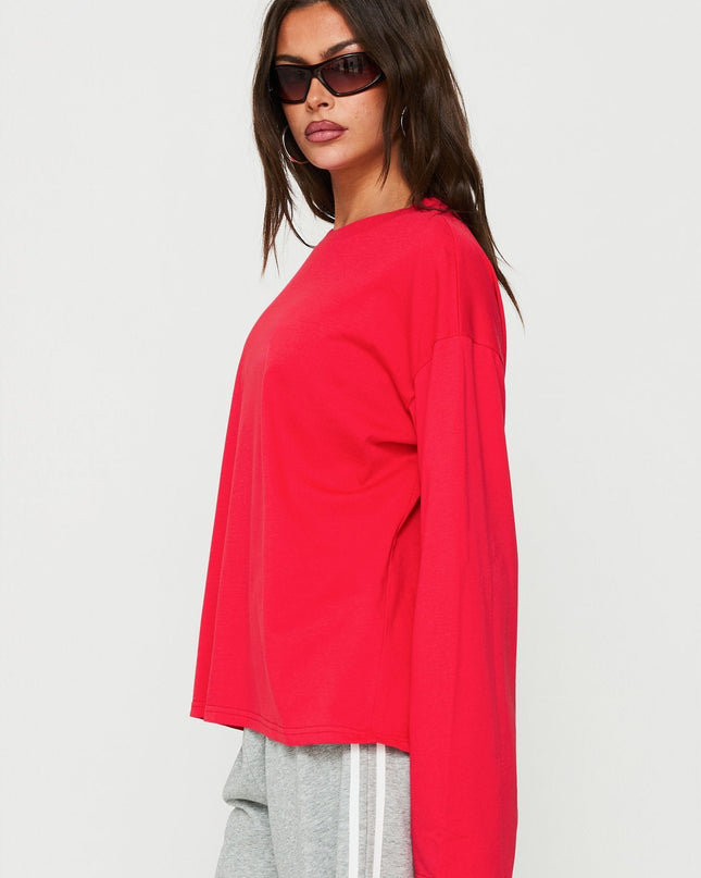 Settle Down Long Sleeve Top Red