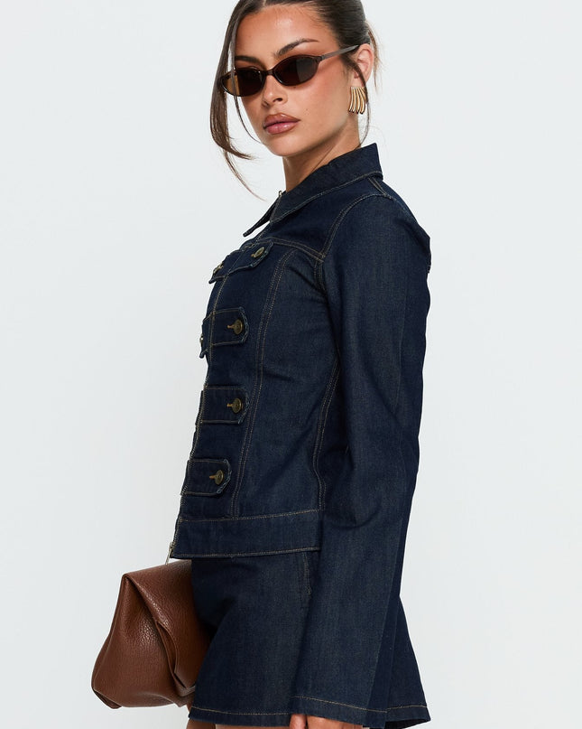 Cristen Cadet Buckle Denim Jacket Indigo
