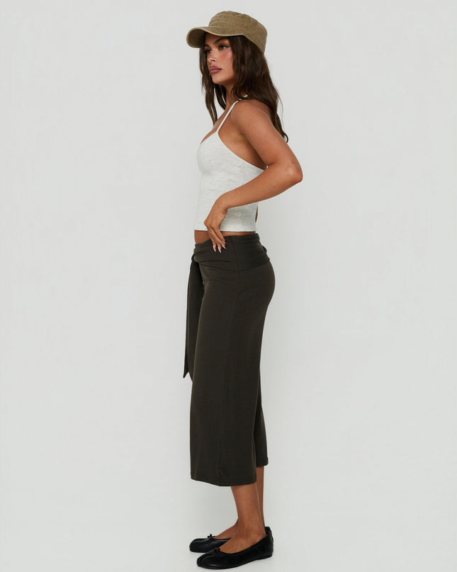 Allena Gaucho Tie Detail Shorts Slate