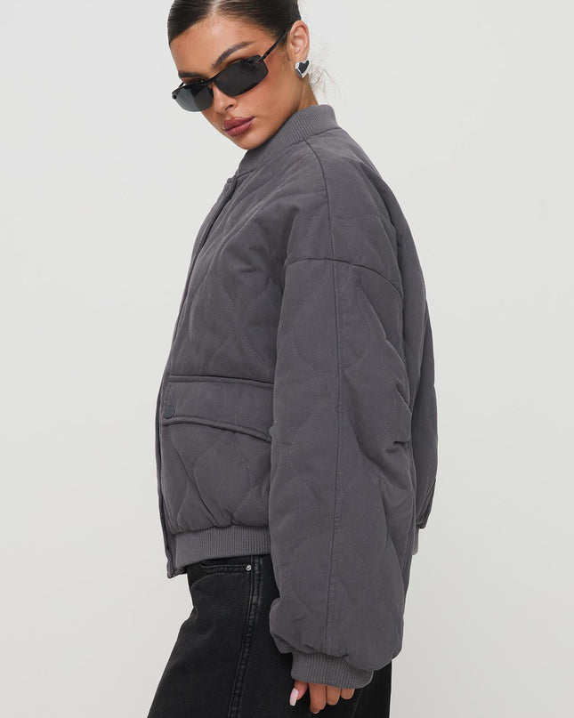 Stick Season Quilted Jacket Grey