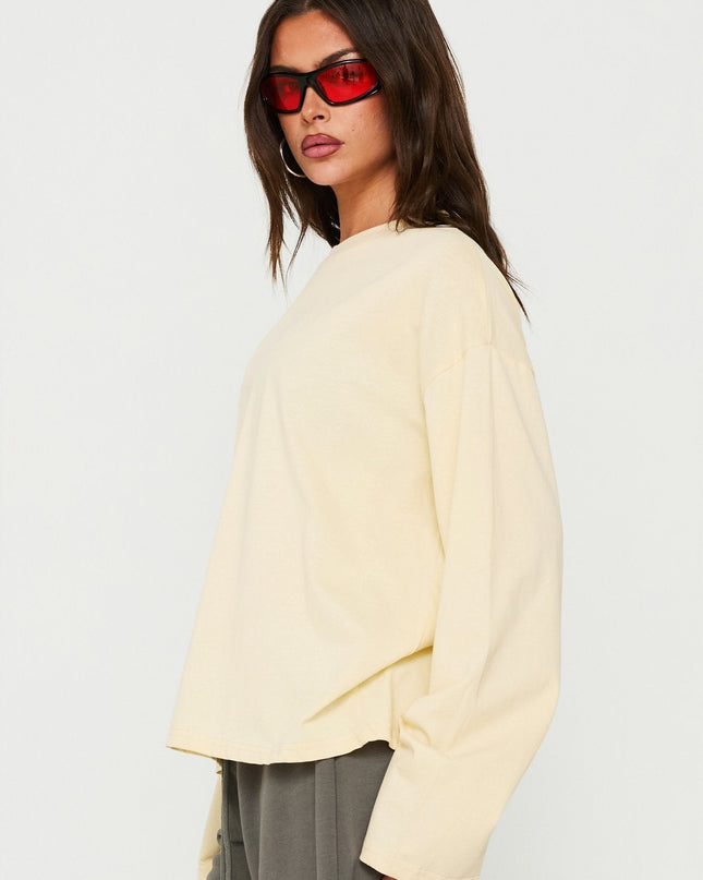 Settle Down Long Sleeve Top Butter Yellow