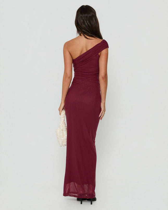 Spritzia One Shoulder Maxi Dress Plum