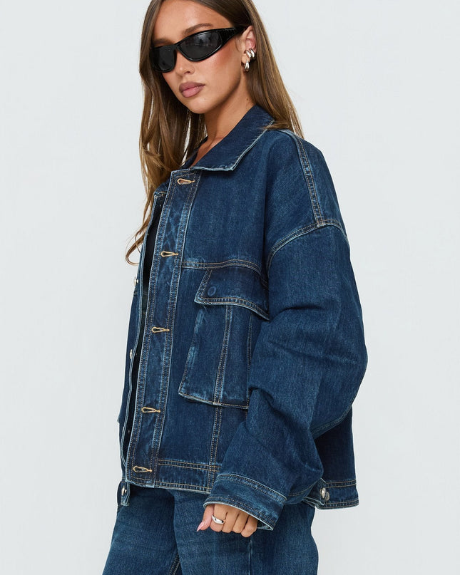 Kier Oversized Jacket Denim Dark Blue Wash