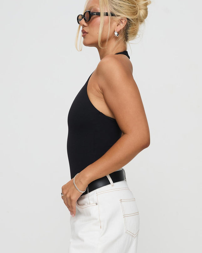 Someone New Halter Bodysuit Black