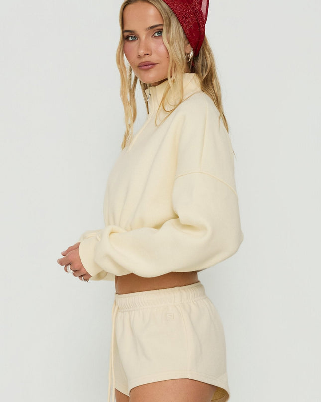Astridd 3/4 Zip Cropped Jumper Cream