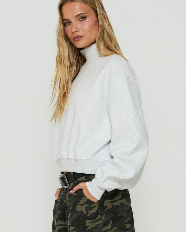 Anyya Funnel Neck Crew Jumper Grey Marle