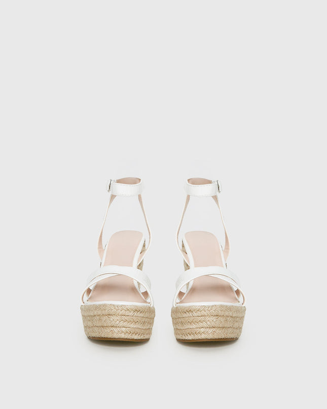 Jesper Espadrille Wedged Heels White Croc