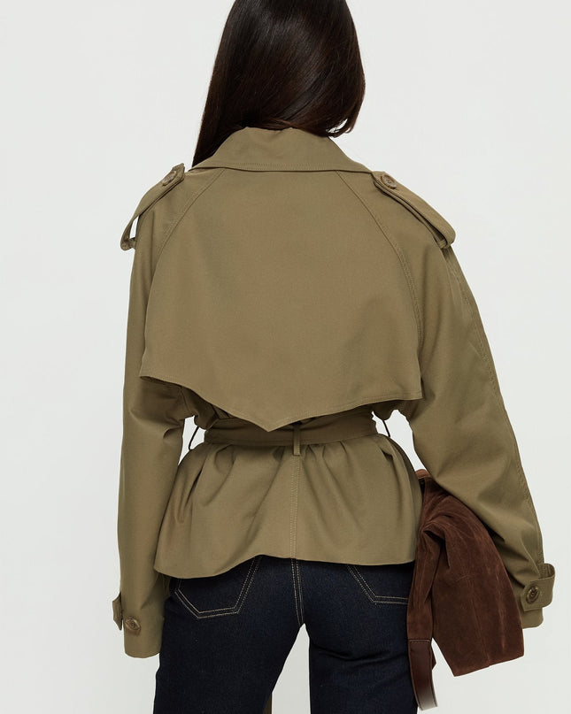 Eldora Cropped Trench Coat Green