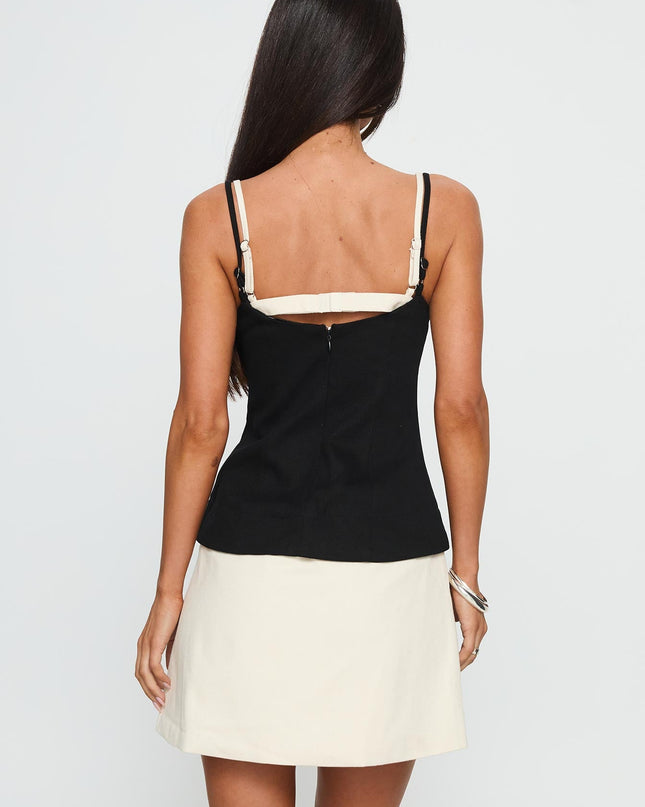 Mariselle Layered Corset Mini Dress Black / Cream