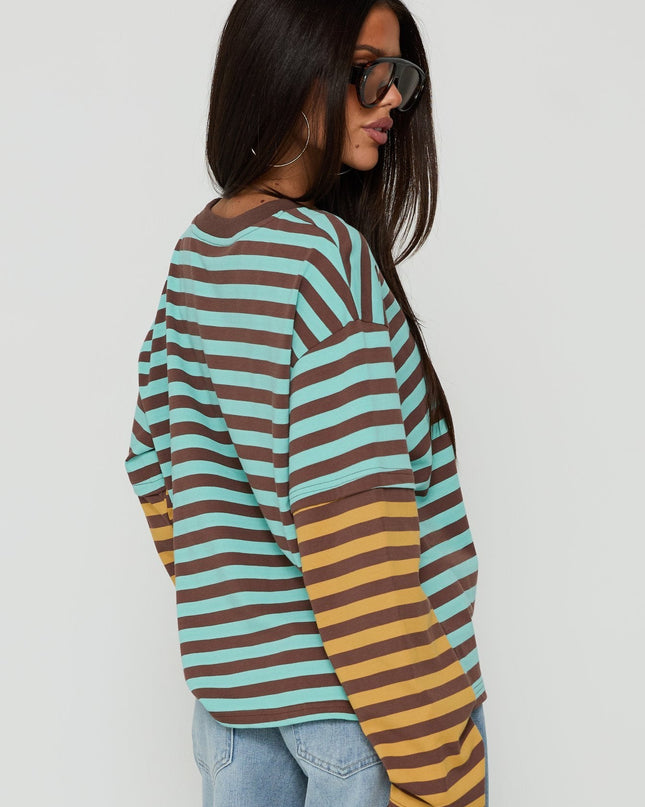 Jorgiah Layered Long Sleeve Top Multi Stripe