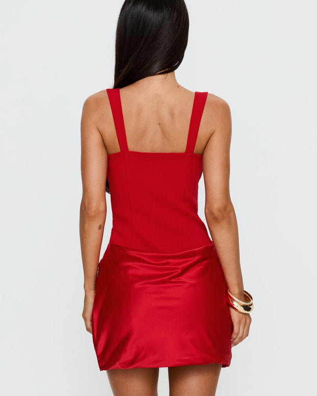 Ryana Corset Drape Mini Dress Red