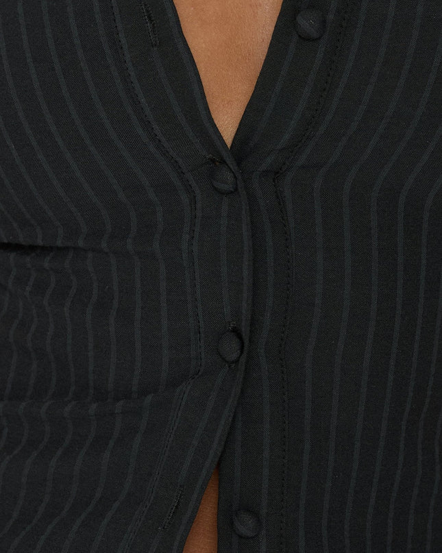 Anni Pinstripe Shirt Black
