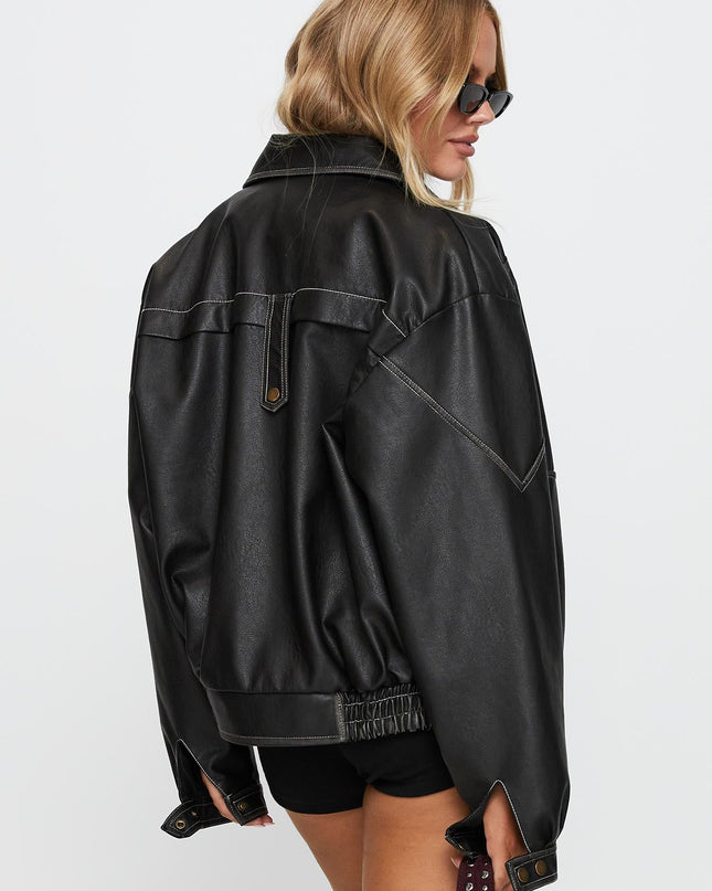 Jaxton Faux Leather Jacket Black