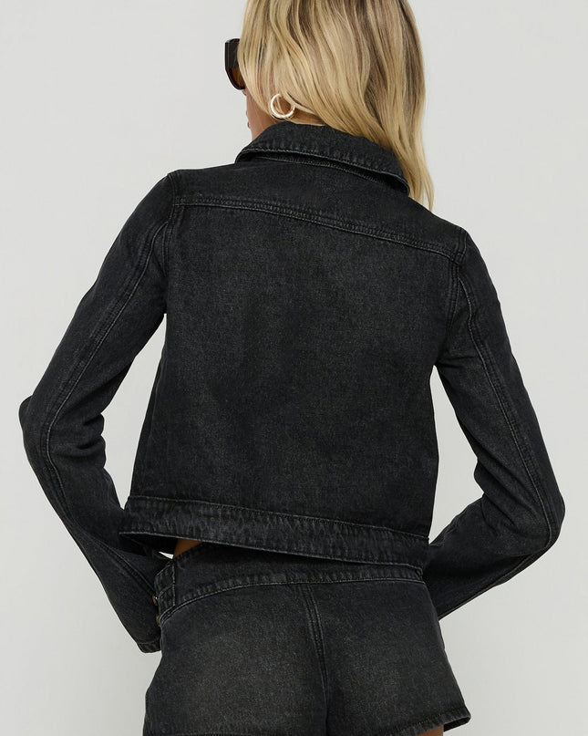 Kingstonn Military Denim Jacket Washed Black