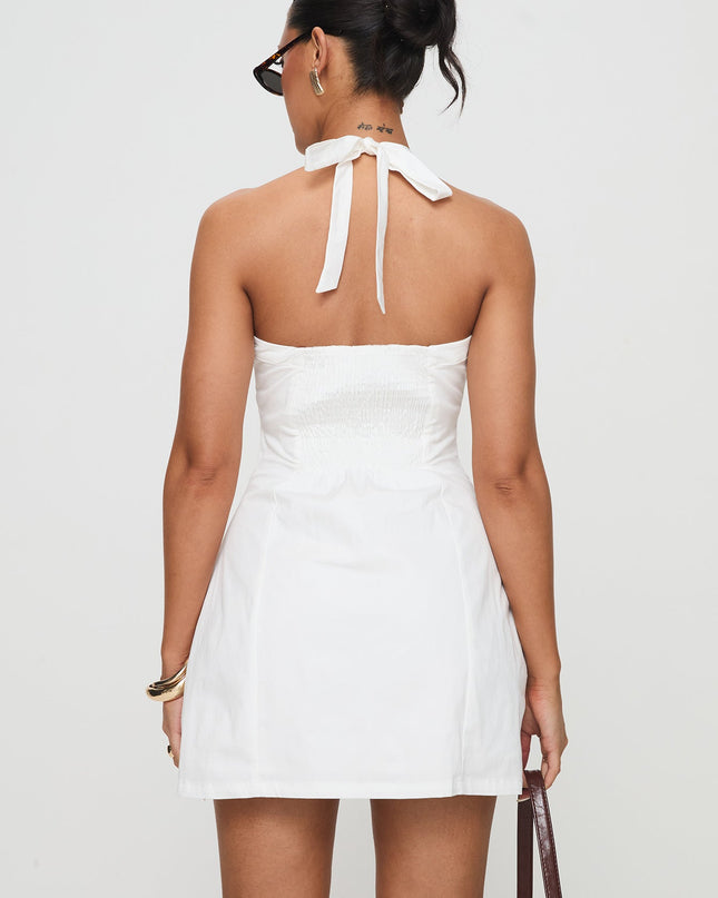 Mallorie Halter Mini Dress White