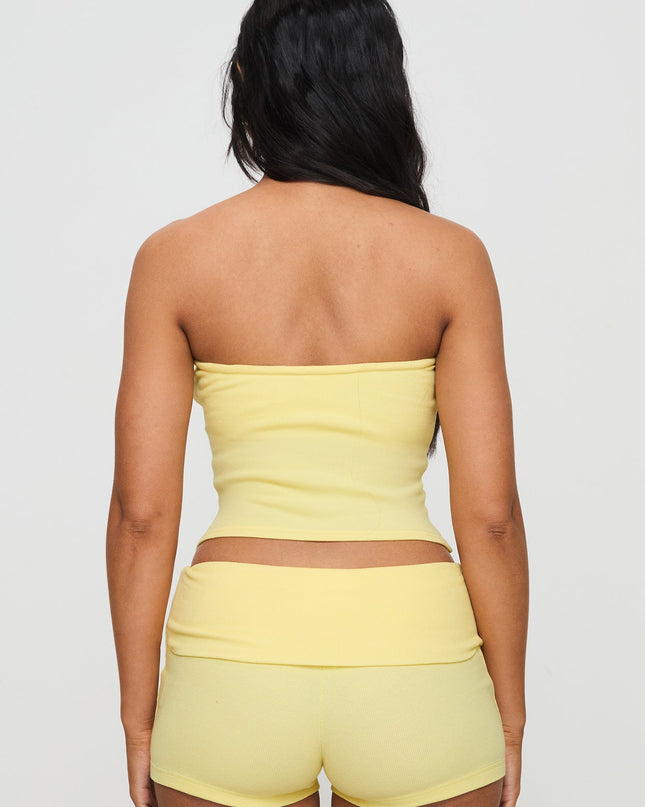 Baseline Strapless Rib Top Yellow
