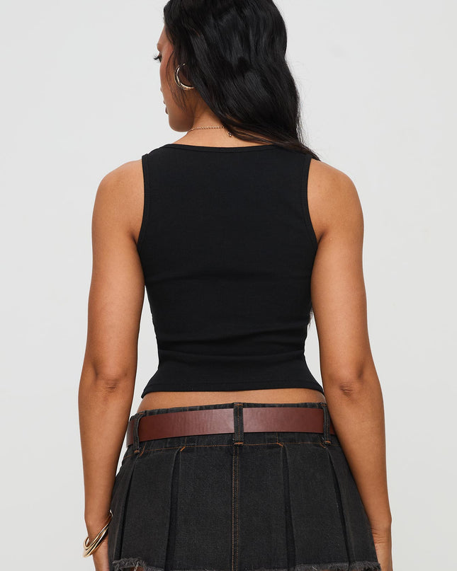 Baseline Square Neck Rib Tank Top Black