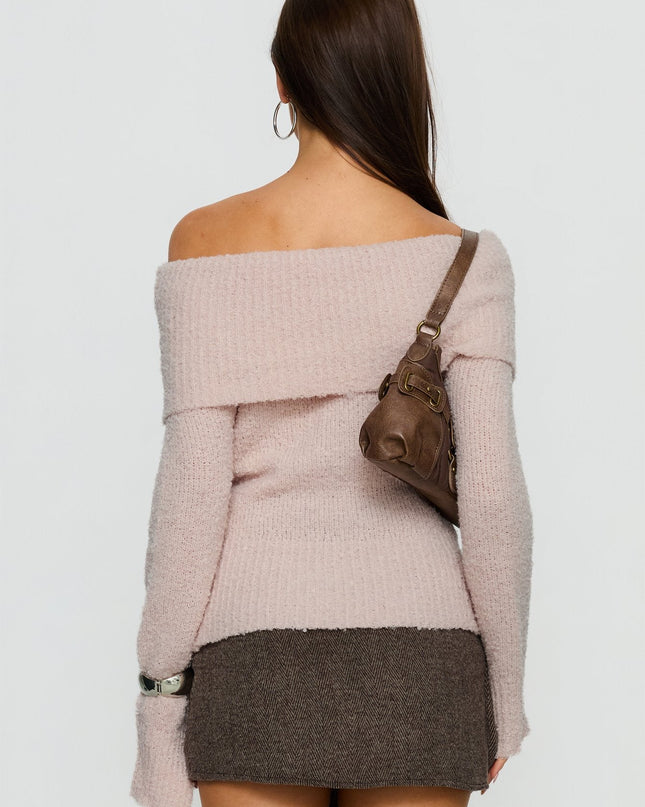Adelyne Tweed Mini Skirt Brown