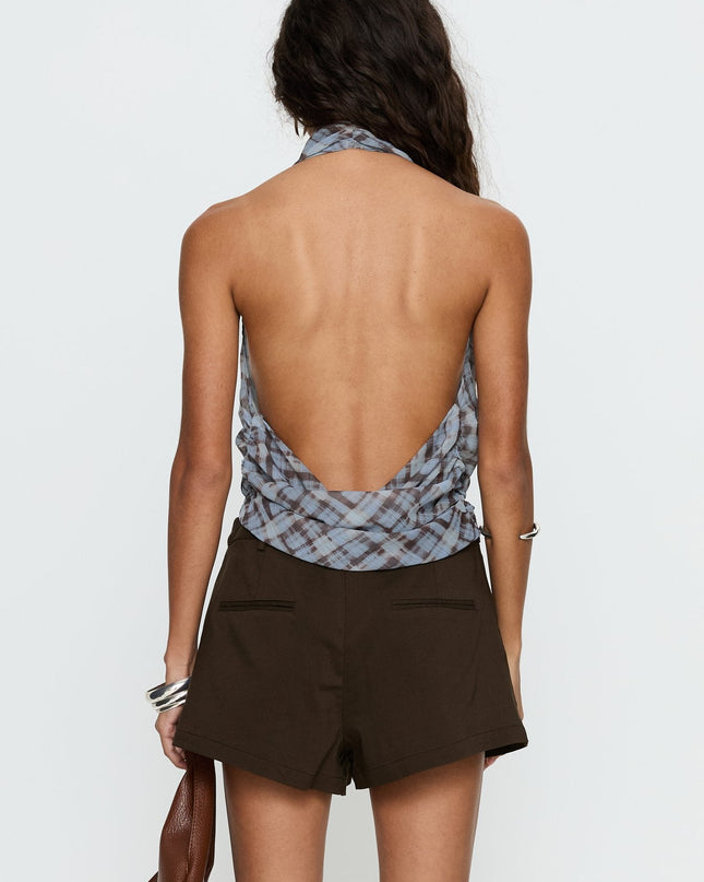 Amzie Tailored Mini Shorts Brown