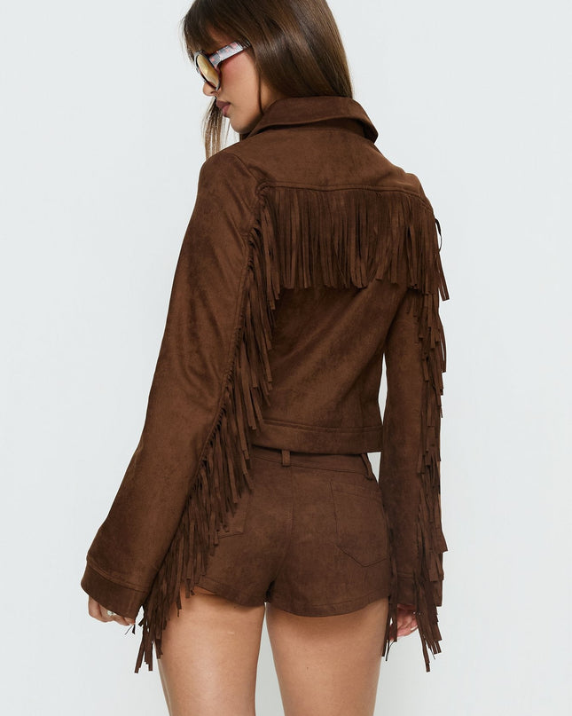 Dakohda Fringe Jacket Chocolate Brown