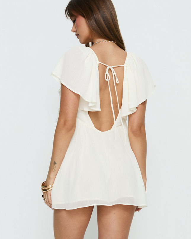 Sun Spirit Plunge Flowy Romper Cream